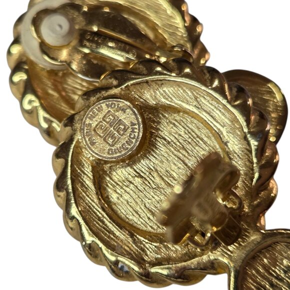 GIVENCHY Vintage 80's Gold Pearl & Hematite Clip-on Earrings - Picture 4 of 5